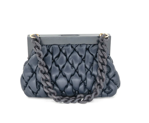 Navy Quilted Dumpling Shoulder/Crossbody Bag