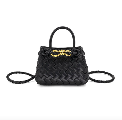 Mini Black Bow Woven Crossbody/Shoulder Bag