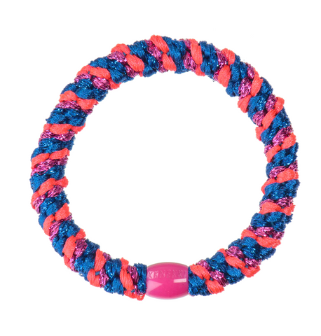 Electric Blue & Neon Pink Glitter Hair Tie