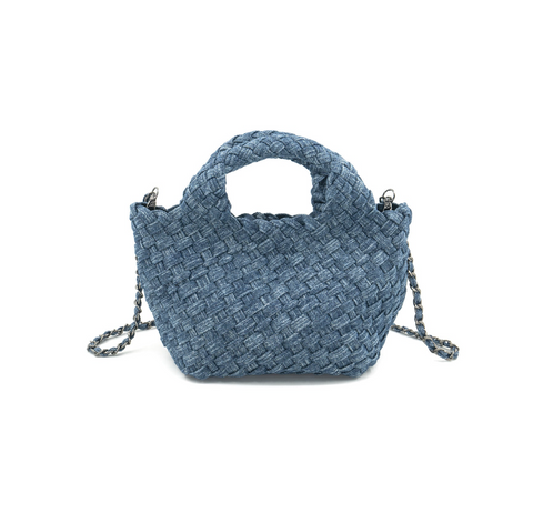 Denim Woven Crossbody Tote