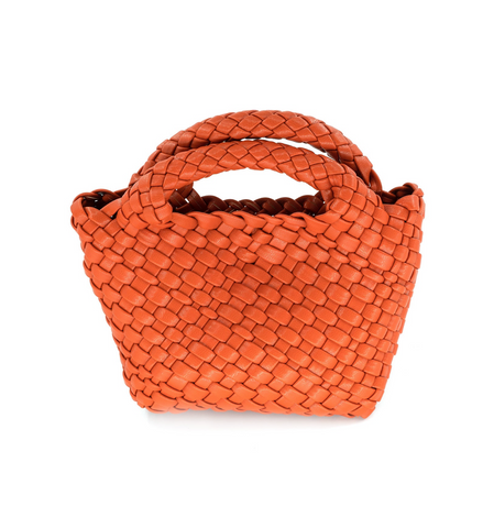 Orange Woven Crossbody Tote