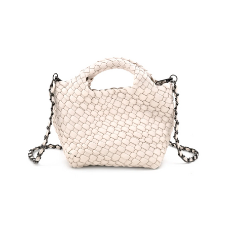 White Woven Crossbody Tote