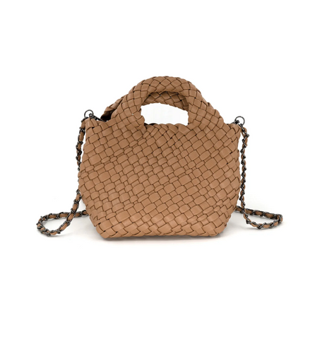 Taupe Woven Crossbody Tote