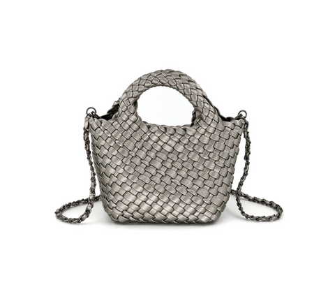 Pewter Woven Crossbody Tote