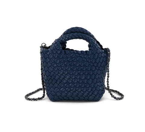 Navy Woven Crossbody Tote