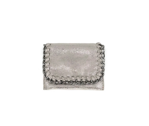 Silver Pewter Metallic Chain Wallet