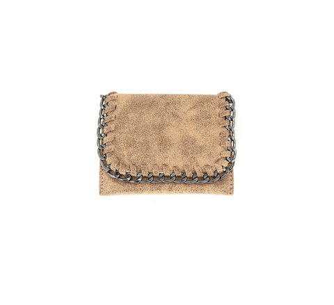 Sand Gold Metallic Chain Wallet