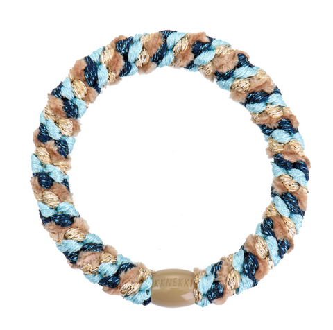 Light Blue & Sand Velvet Glitter Hair Tie