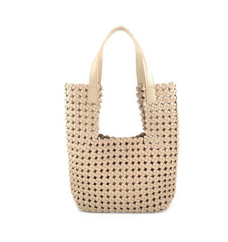 Tan Braided Tote Bag