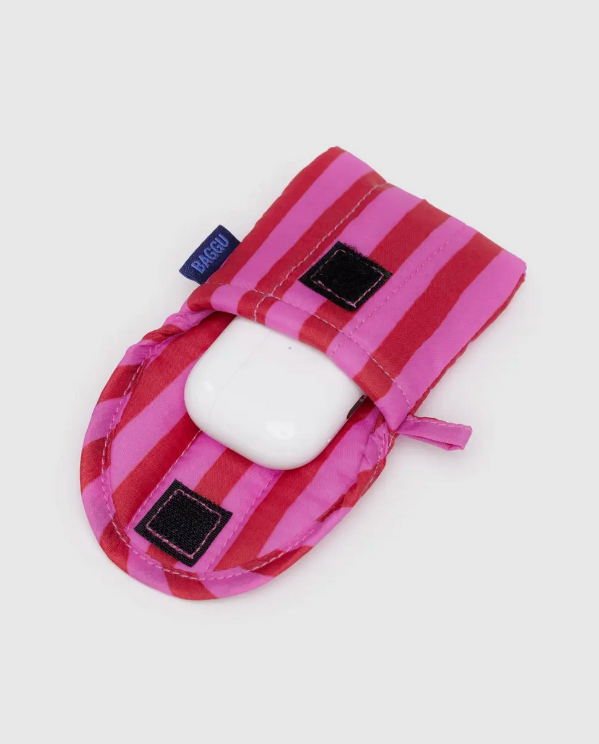 Pink & Red Painted Stripe- Puffy Earbuds Case