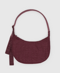 Medium Nylon Crescent Bag- Mahogany