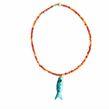 Tangerine Orange & Turquesa Fish Necklace