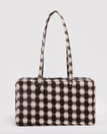 Medium Nylon Bowler Bag- Blurred Gingham Brown