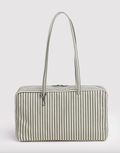 Medium Nylon Bowler Bag- Sage Stripe