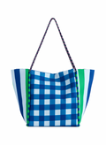 Navy & Green Gingham Beach Tote
