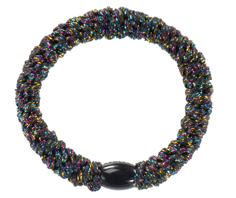 Black Rainbow Glitter Hair Tie