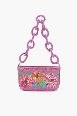 Pink Flowers Embroidered Bag
