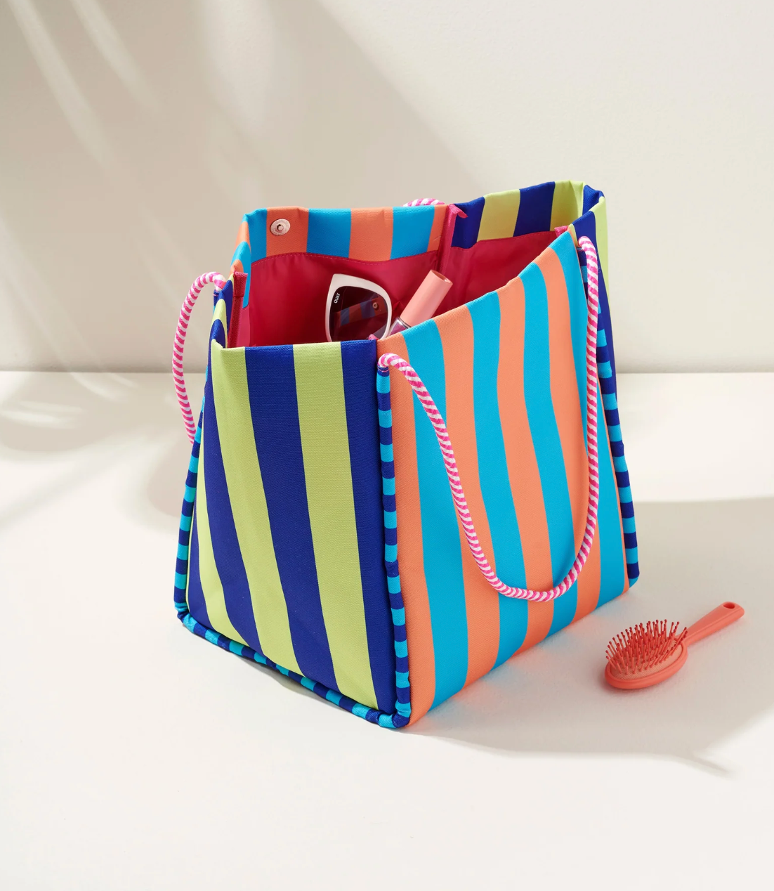 Rainbow Striped Beach Tote