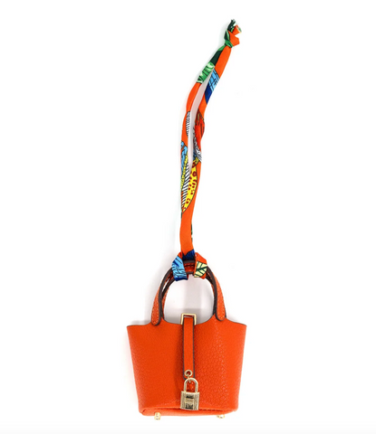 Orange Picotin Mini Bag Charm