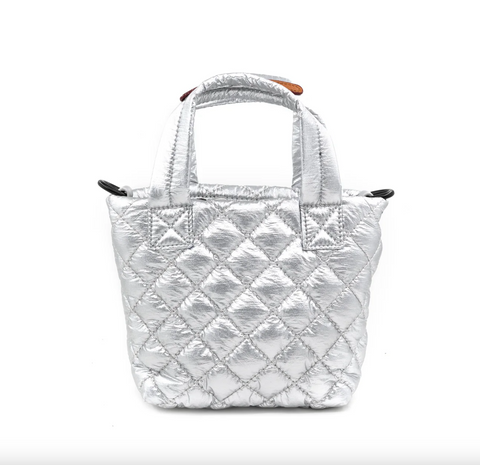 Silver Quilted Crossbody Bag