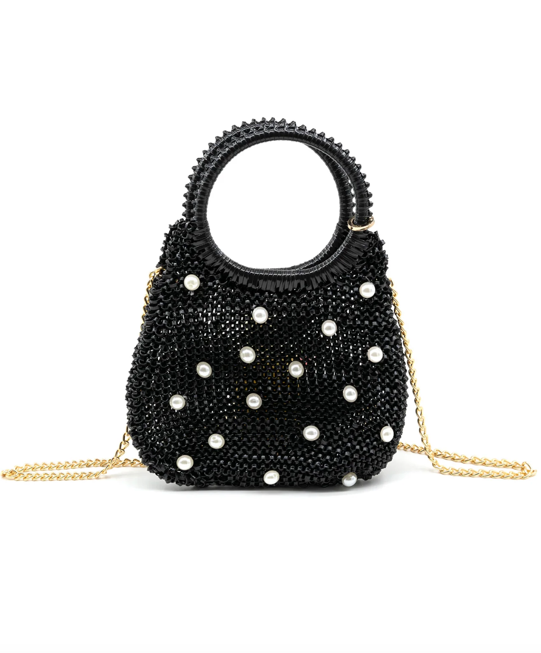 Silver Vintage Pearl Beaded Bag