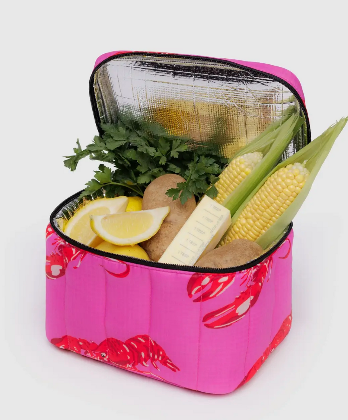 Pink Lobster- Puffy Lunch Bag