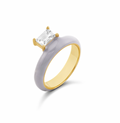 Grey Enamel Gem Ring