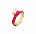 Hot Pink Enamel Gem Ring