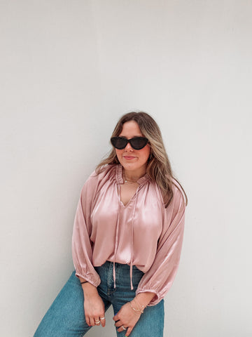 Blush Pink Satin Blouse
