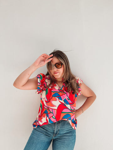 Rainbow Print Blouse