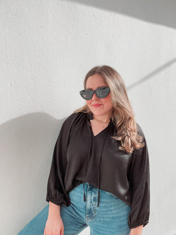Black Satin Blouse