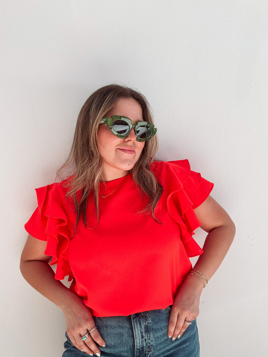Bright Orange Ruffle Blouse – Shop Oli Oli