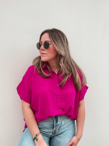 Magenta Button Down Blouse