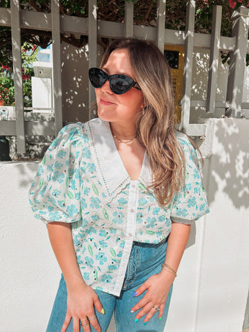 Garden Brunch Floral Collared Blouse