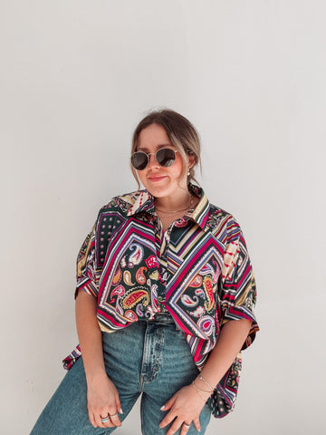 Magenta Printed Blouse