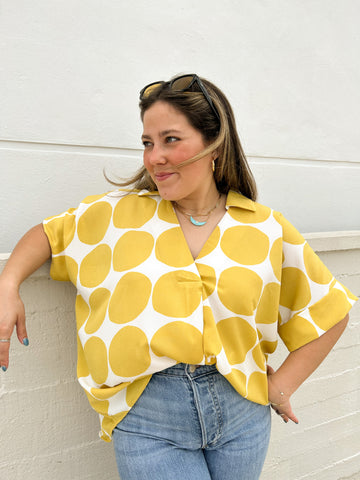 Yellow Sunshine Polka Dot Blouse