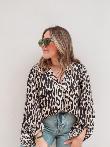 Black Leopard Blouse
