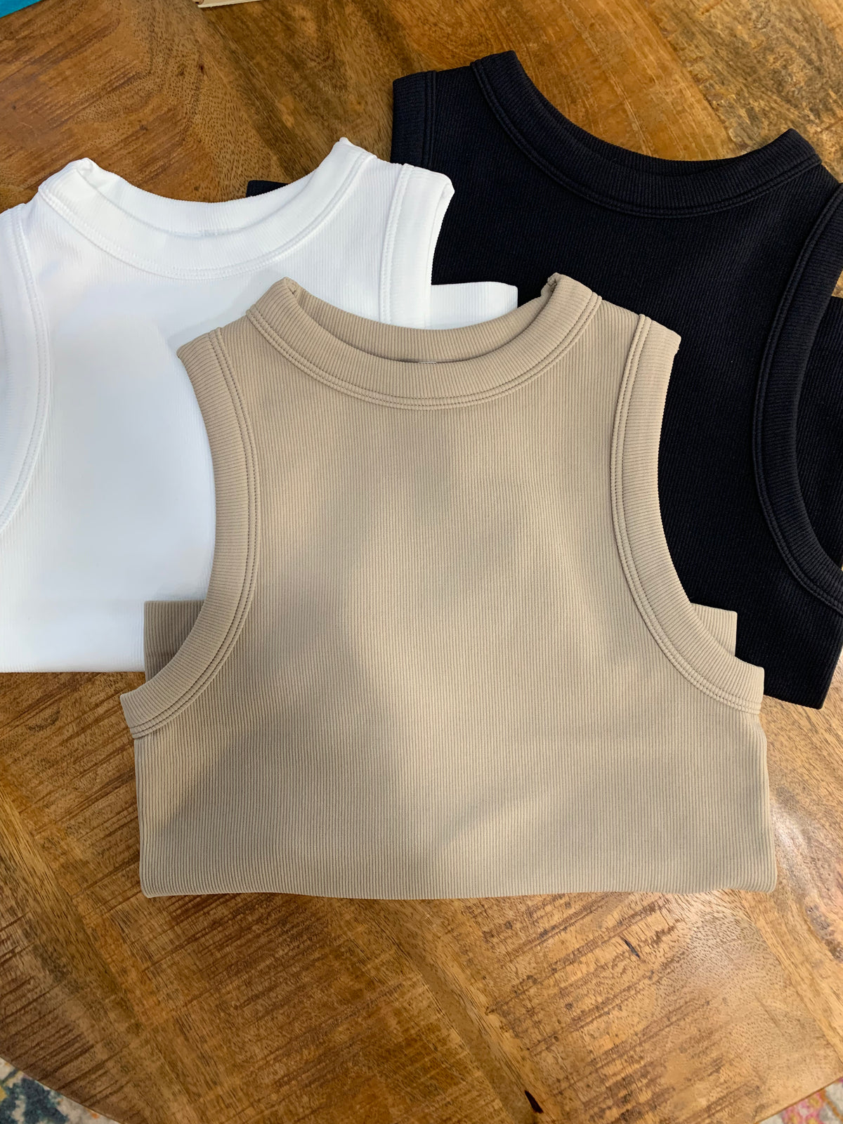 White Ribbed Basic Top