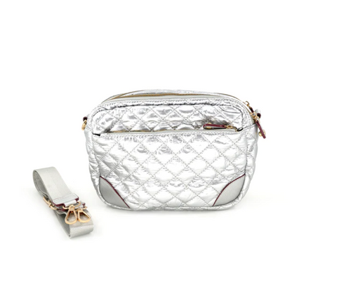 Silver Quilted Crossbody