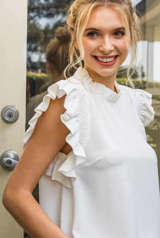 Blanc Ruffle Blouse