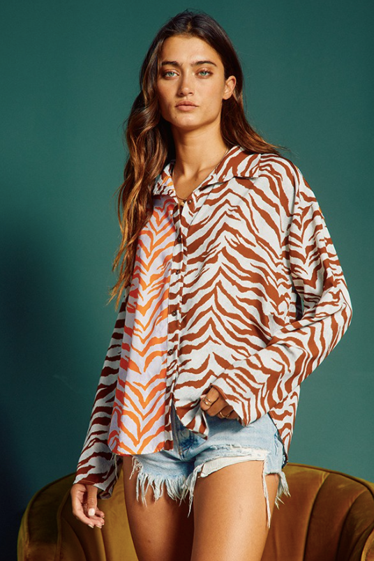 Zebra Blocking Blouse