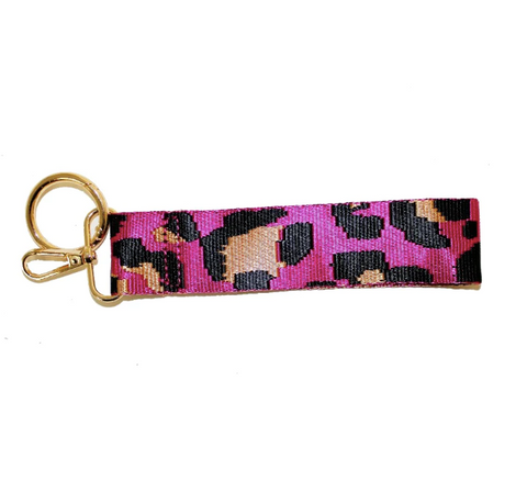 Fushia Leopard Keychain