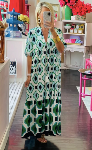 Lucía Green & Blue Printed Dress
