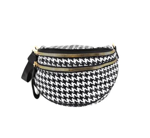 Houndstooth Printed Nylon Crossbody