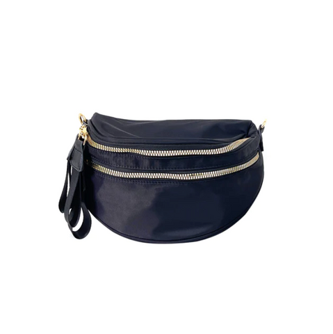 Solid Black Nylon Crossbody