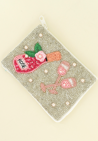 Rosé & Glasses Coin Purses