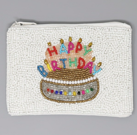 Happy Birthday White Coin Purses