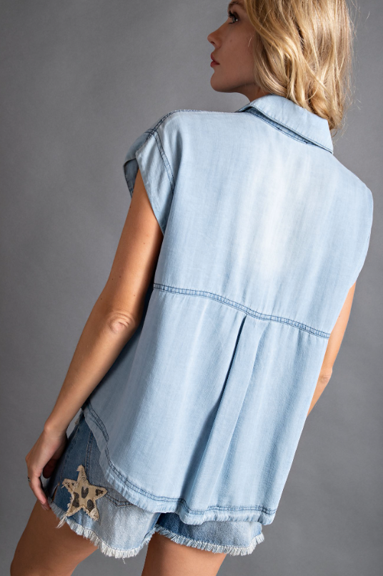 Washed Denim Top