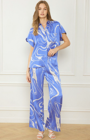 Periwinkle Blue Printed Set