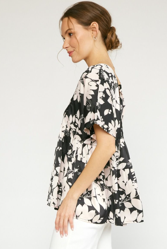 Black Floral Top